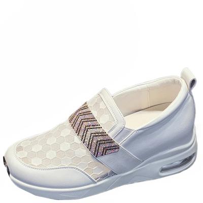 7 см сетчатая натуральная кожа женские летние полые скрытые каблуки дышащие поддерживающие кроссовки на танкетке массивные туфли 35~39