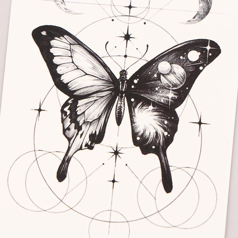 Водонепроницаемые временные тату-наклейки Бабочка Роза Каваи Переводная Флеш-тату Женщины Шея Рука Боди-арт Поддельные Татуировки Мужчины