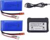 2× 7.4V 1100mAh LiPo Battery Kit with Charger – Compatible with WLtoys A949, A959, A979, K929 – High Capacity – Blue