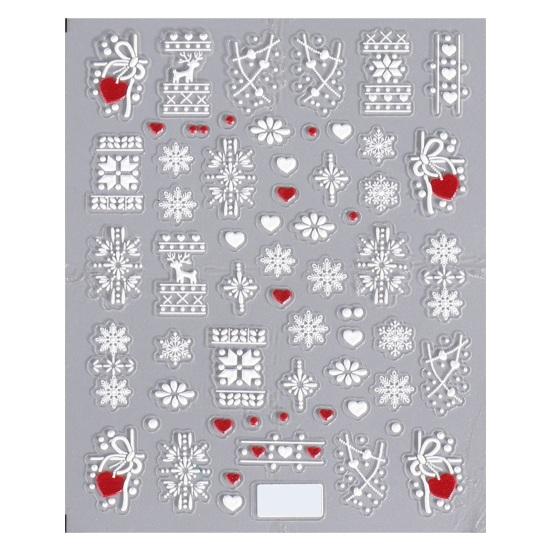 Рождественские наклейки для ногтей, праздничные снежинки, мультяшный лось, трехмерная наклейка для дизайна ногтей, женские аксессуары