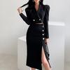2023 New Two-piece Temperament Slim Short Suit Small Jacket Waist Opening Package Hip Skirt Suit