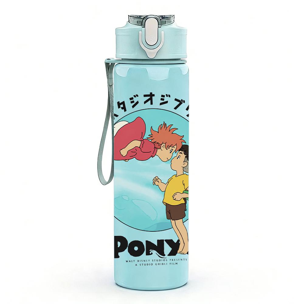 1PC Ponys Retro Round Planet Logo Print 750ml Portable Sports Water Bottle Leakproof Gym Outdoor Travel Drink Cup