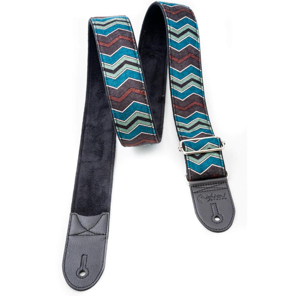 Straps 5cm ZIGGY BLUE RightOn! Guitar/Bass Strap, Wide, 80-145cm,