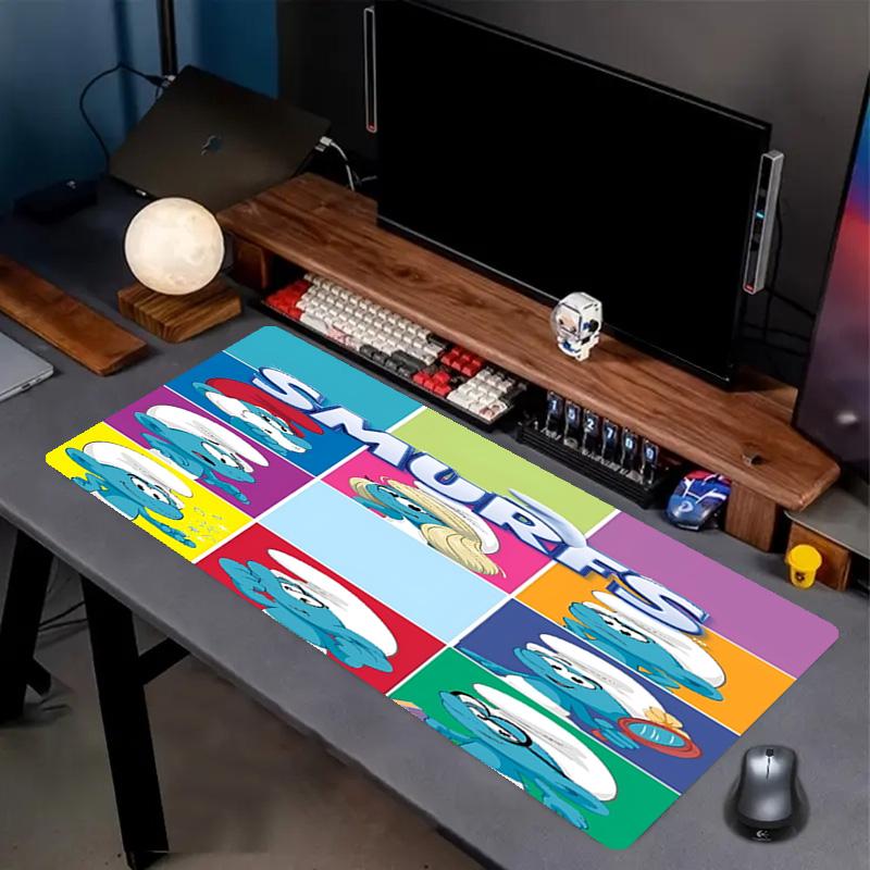 Blue Smurfs Print Mouse Pad, Anti‑Slip Desktop keyboard Mat, for PC Laptop Gaming Working Daily Use, Cool Festival Surprise Gift