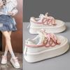 Модные белые кроссовки женские туфли на платформе спортивная весна лето 2024 повседневные теннисные женские скейтбордные балетки корейские вулканизированные