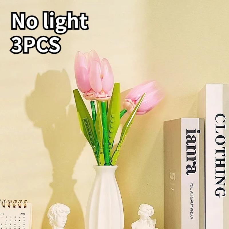 Букет тюльпанов Цветочная декорация Светящийся тюльпан Конструктор Вечный цветок Сборка Подарок на День святого Валентина для девочек, друзей