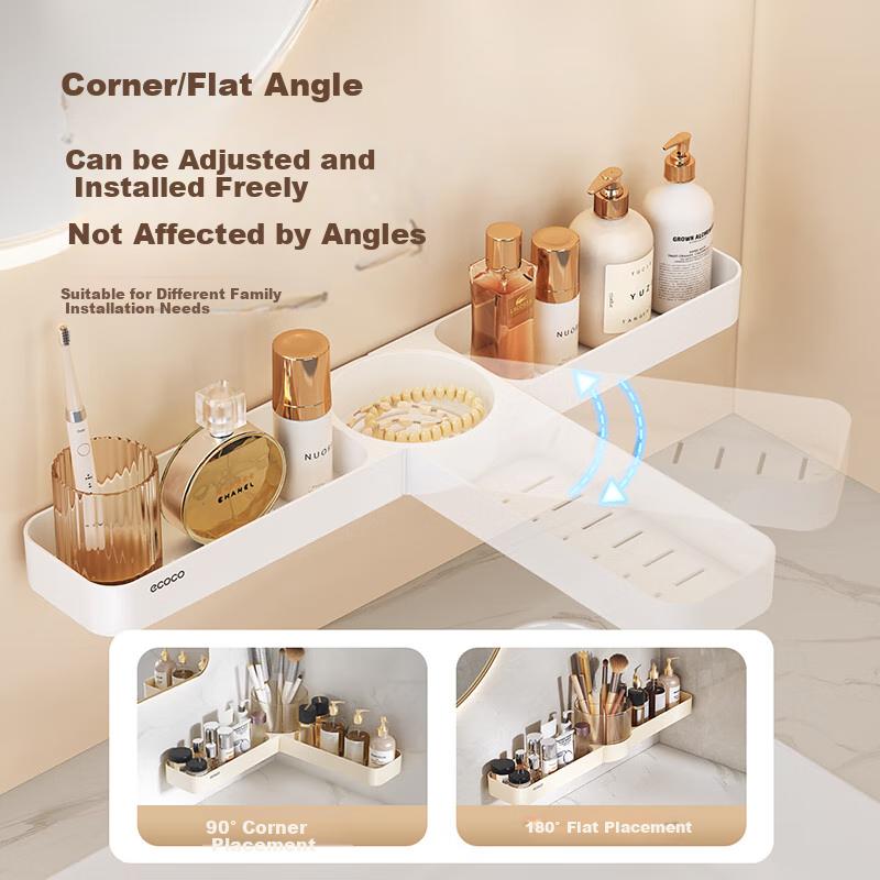 Ecocoyikeke Bathroom Storage Rack, Toilet Organizer without Drilling, Wall-Mounted Corner Shelf for Washroom E24204 White