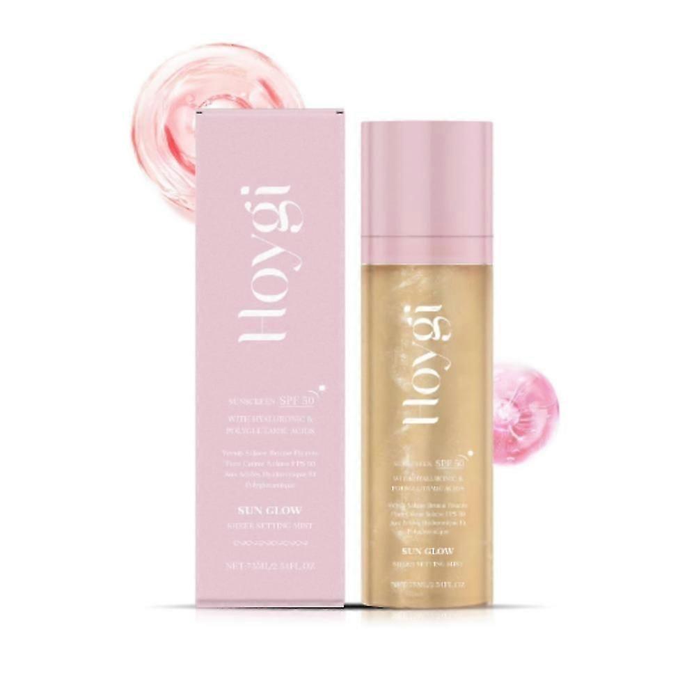 Солнцезащитный фиксирующий спрей Sunglaze Sheer Setting Mist SPF 50, Мерцающее масло-спрей для тела