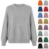Women's Fashion Casual Loose Pullover Solid Color Round Neck Long Sleeve Knit Sweater