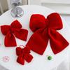 Red Christmas Velvet Bows Vintage Plush Stuffed Christmas Bows Hanging Ornament for Holiday Crafts