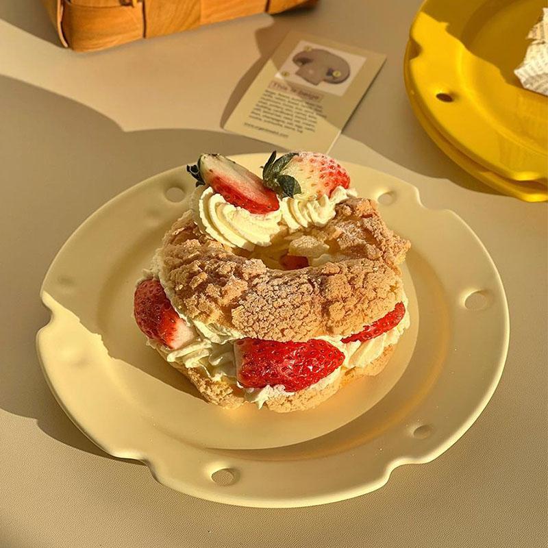 Корейские керамические обеденные тарелки Ins Kawaii Cafe Hollow Cheese Десертная тарелка Милые блюда для завтрака, хлеба, подставки для вечеринок, подарок
