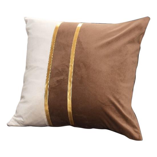 Pillow Case Plush Two-color Splicing Throw Pillow Cover Soft Stylish Decorative Cover with Hidden Zipper for Home