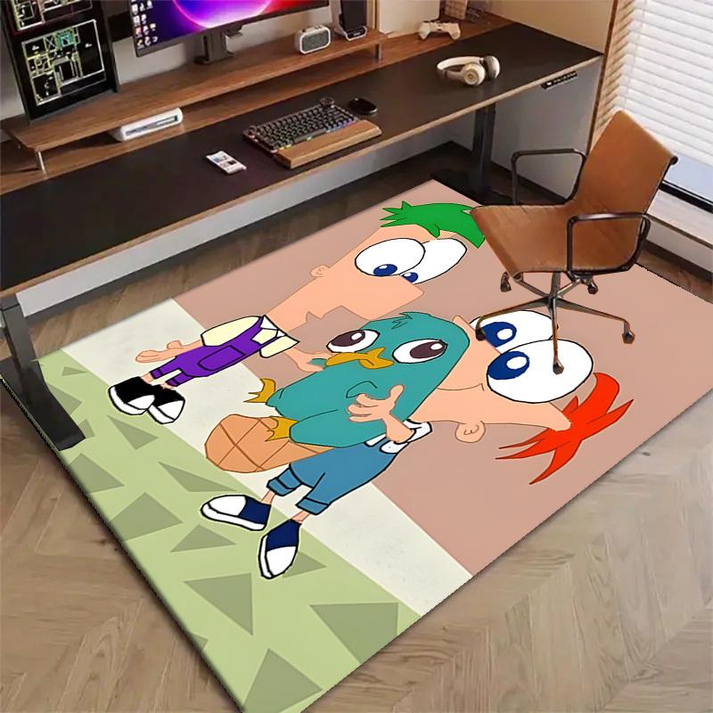 1pc P-Phineas and Ferb Design Printed Area Rug Carpet for Bedroom Living Room Home Decor Rugs Mat Non Slip Mat Rug for Bedside
