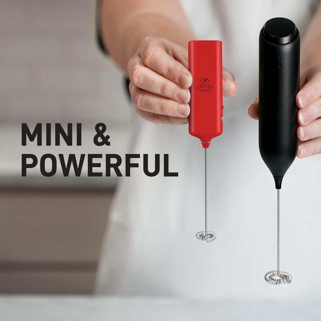 Mini & Mighty Milk Frother Wand – Powerful Handheld Coffee Frother, Battery Operated Drink Mixer – Compact Pocket Size – Detachable Whisk for