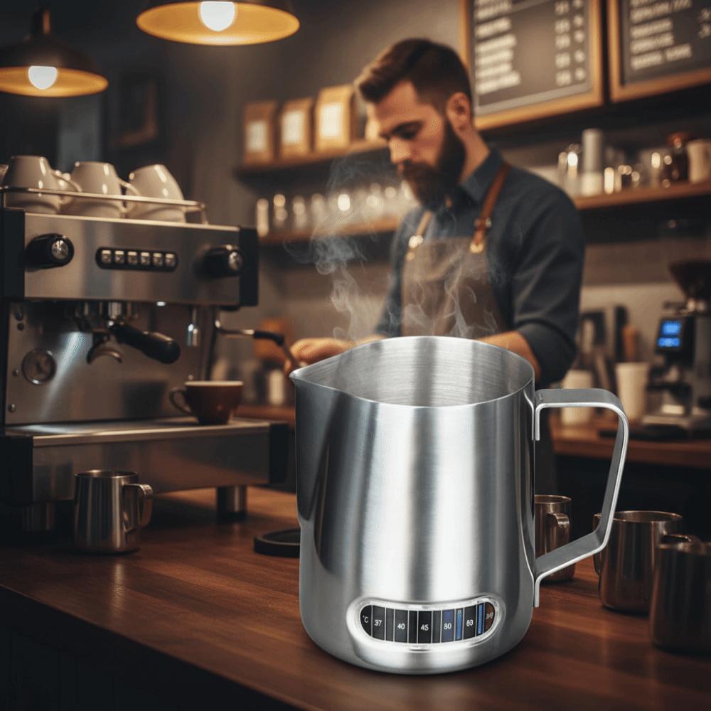 Accurate Scale Coffee Milk Frothing Pitcher Temperature Sensing Milk Frother Jug Espresso Making