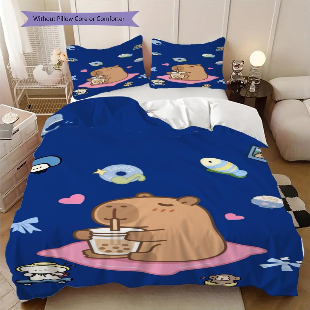 Sweet Sip Rainbow Bedding (1 * duvet cover + 2 * pillowcase, without core) 2D Flat Duvet cover and pillowcase Bedding set Soft and comfortable