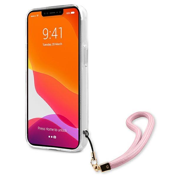 Etui do iPhone 13 Pro Guess Różowe Moro z Paskiem Kamuflaż