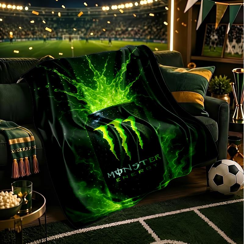 Monster Drink Throws Blanket Flannel Blankets Plush for Couch Bed Gifts for Men Women Travel picnic blanket Christmas fan gifts
