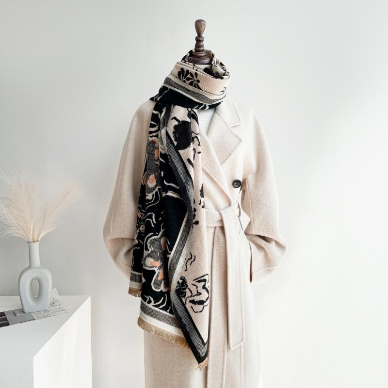 Scarf Women's Autumn and Winter Versatile Long Scarf Imitation Cashmere Large Size Shawl Women's Scarf