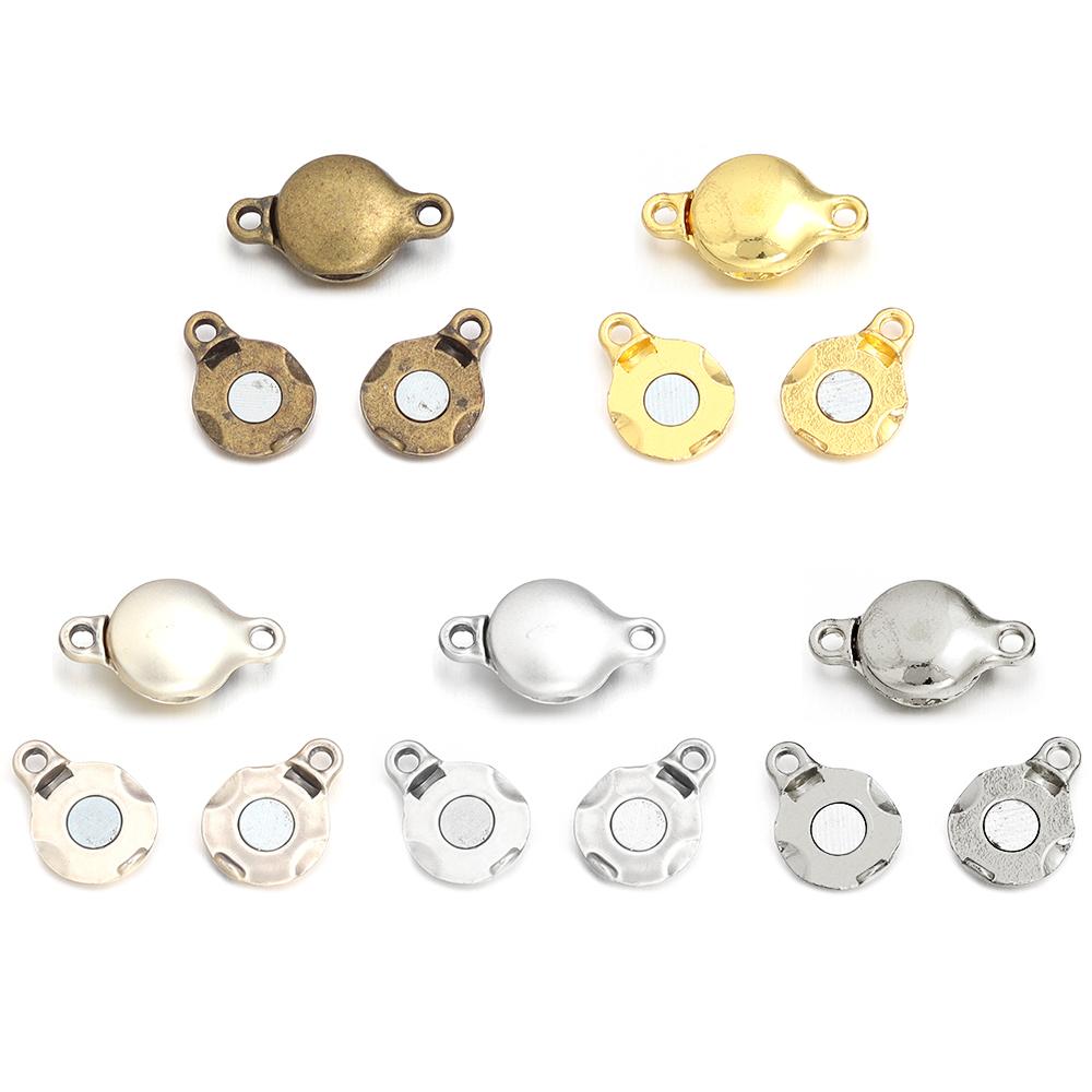 5pcs/lot Alloy Magnetic Buckles Gold Flat Round End Clasps Connectors For DIY Craft Bracelet Necklace Jewelry Making Accessories