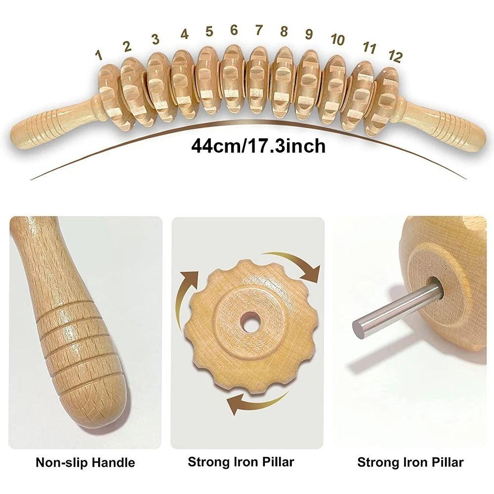Wood Grooved Gear Curved Massage Stick Multi-Functional Trigger Point Massager  Legs