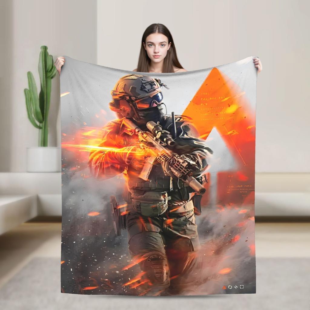 Игровое одеяло Battlefield 6, смешное, теплое, мягкое, для путешествий в самолете, плюшевое покрывало, забавное для дивана, кресла, фланелевое покрывало для кровати, чехол для дивана-кровати