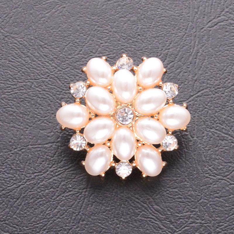 5Pcs Luxury Rhinestone Pearl Flower Shirts Buttons Fashion Bridal Wedding Dresses Decorative Buttons Sewing Apparel Accessories