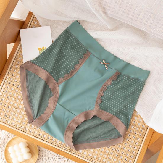 Lady Underpants Lace High Waist Solid Color Thin Tummy Control Elastic Panties Seamless Good Breathability Daily Sport Briefs