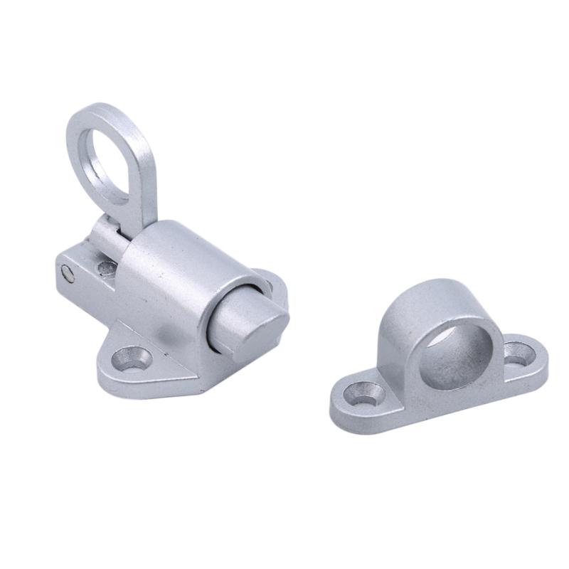 Aluminum Alloy Black/Gray Window Gate Security Pull Ring Spring Bounce Door Bolt Automatic Latch Lock Black Grey Window