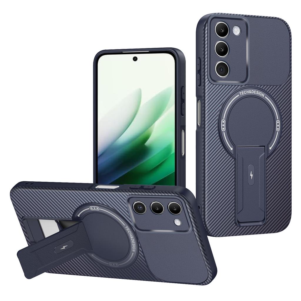 Для Xiaomi Redmi 15 5G (Глобальный) (169 мм) Чехол Текстура Углеродного Волокна ПК+ТПУ Чехол для Телефона с Подставкой