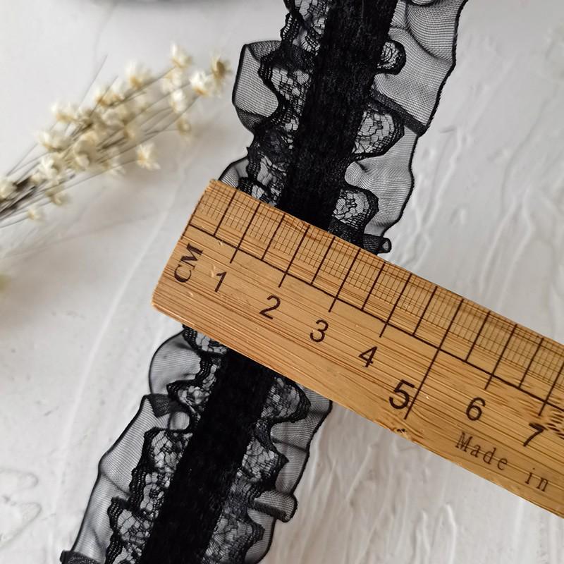 Черная кружевная органза для самостоятельного изготовления одежды и аксессуаров - украшение горловины и подола юбки