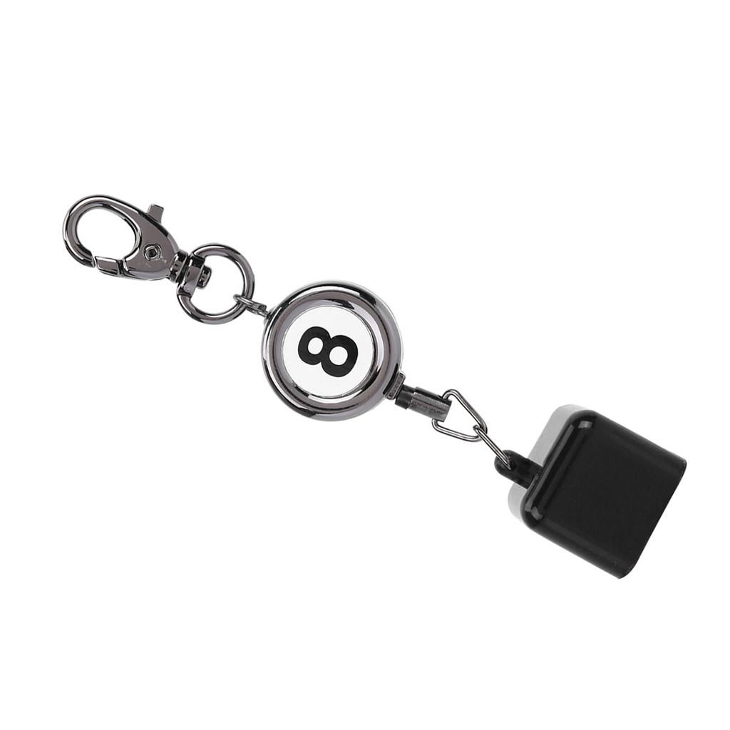 Portable Black Retractable Billiards Snooker Pool Cue Chalk Holder Drawing Key Ring