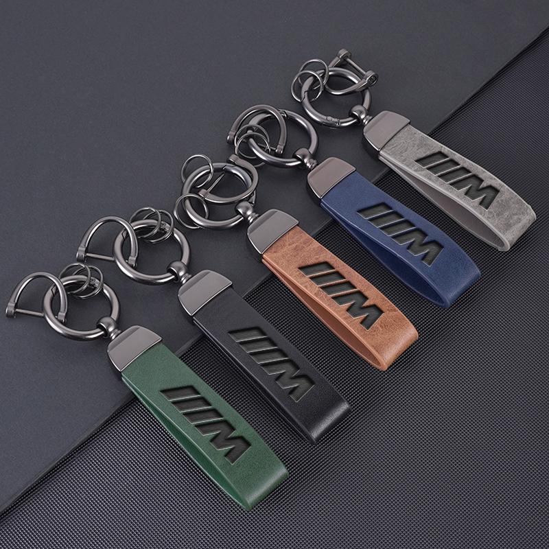 Silmply Leather Key Ring For BMW M Emblem E46 E36 E34 F10 E90 F30 E60 F30 E53 E30 E92 E87 Car Keychain Auto Interior Accessories cwzn80