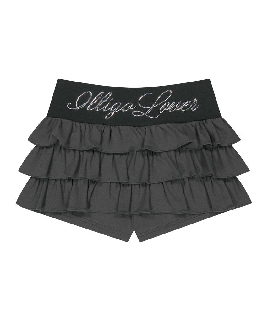 Iligo Bow Tiered Skirt Pants Charcoal