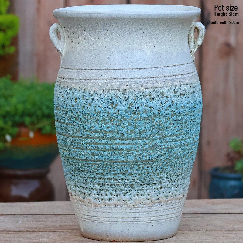 Большой Ручной Глиняный Керамический Цветочный Горшок – Дышащий Высокий Горшок для Суккулентов, Бугенвиллии, Стрелиции, Горшок из Фиолетовой Глины