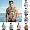 Men's Fashion Printed Sleeveless Lapel Button-Down Shirt Vest Top