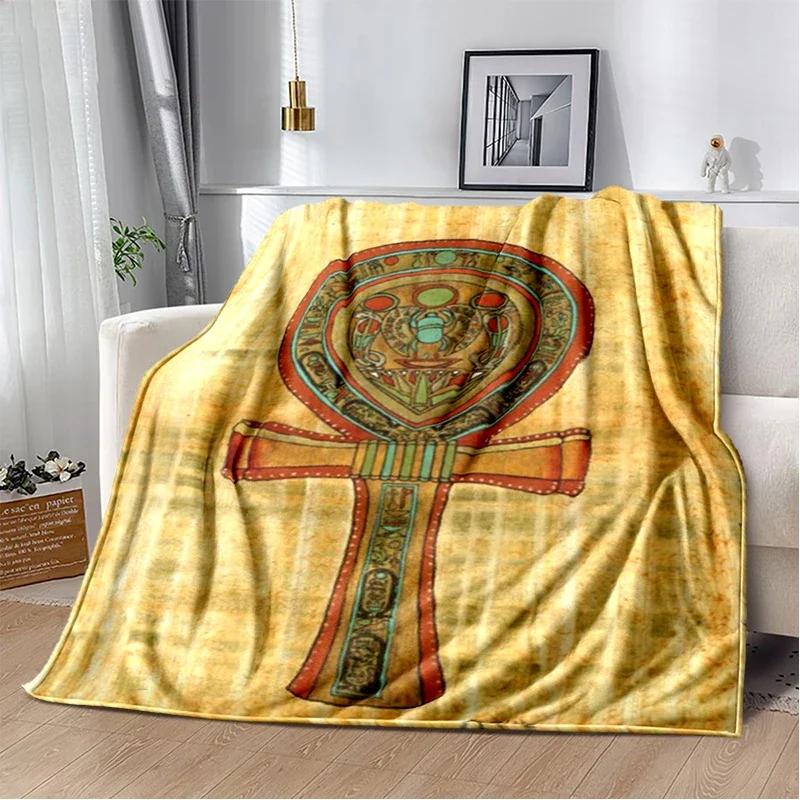 Egypt Blanket Cross Flannel Throw Blanket Soft Cover Lightweight Warm Blankets for Bed Sofa Couch King Queen Size for Teens Man