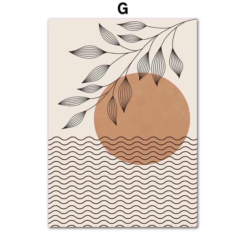 Абстрактная девушка Солнце Линии Радуга Лист Настенная живопись Холст Картина Бохо Бежевый Плакаты Печать Картины Гостиная Интерьер Домашний декор