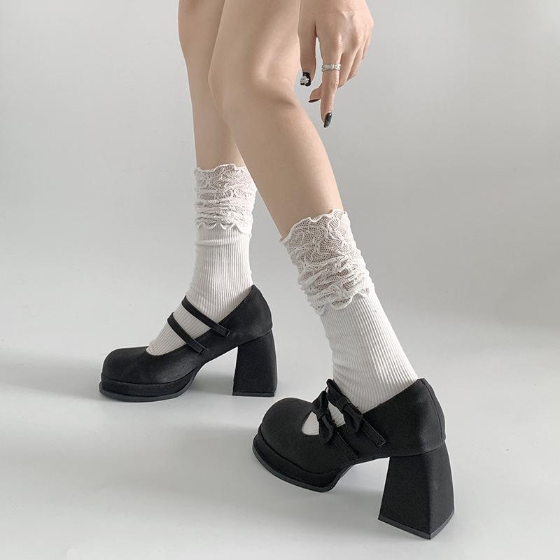 Fashion Women's High Heels Pumps Mary Janes Shoes New 2024 Fashion Bowknot Platform White Black Heeled Party Dance Wedding Shoes Zapatos