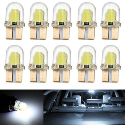 10 шт. белые светодиодные лампы T10 W5W COB Canbus, силиконовые автомобильные лампочки для номерного знака