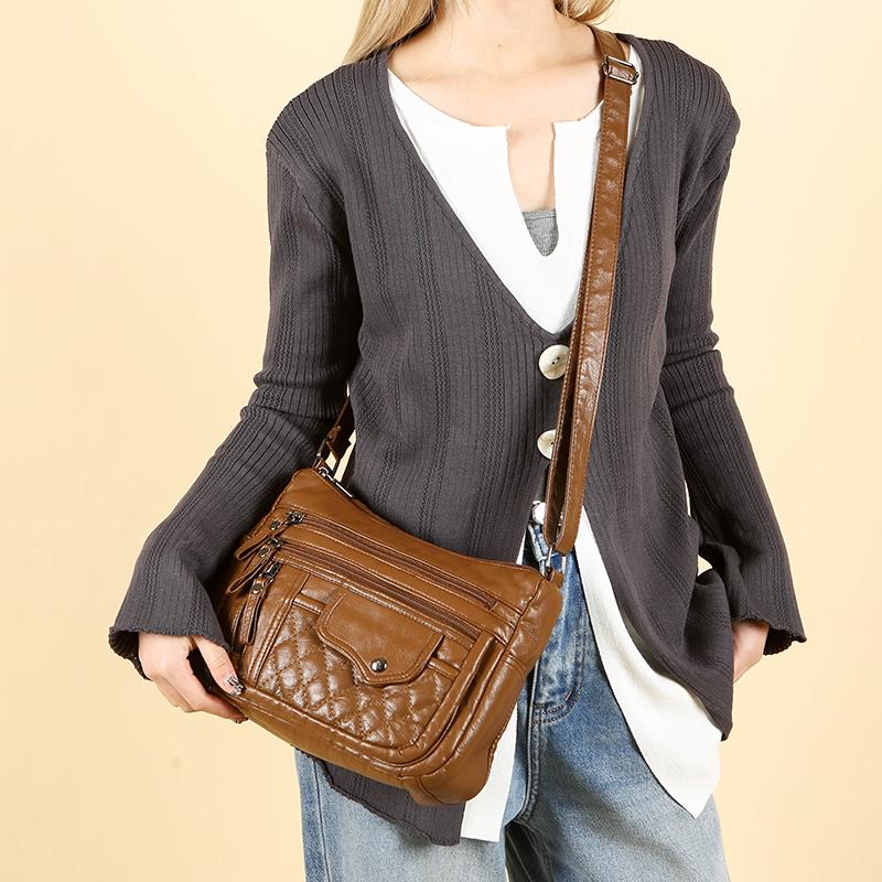 Сумка для женщин среднего и пожилого возраста, сумка через плечо, винтажная мягкая кожаная сумка для мам, легкая сумка через плечо