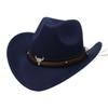 Ox Head Belt Tibetan Style Top Hat Roll Brim Cowgirl Cap New Western Cowboy Hat  Men