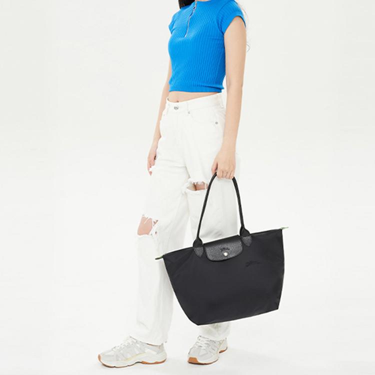 Longchamp Le Pliage Green 31 Foldable Recycled Canvas Dumpling Tote Bag Unisex Tote Bag Black 1899919001