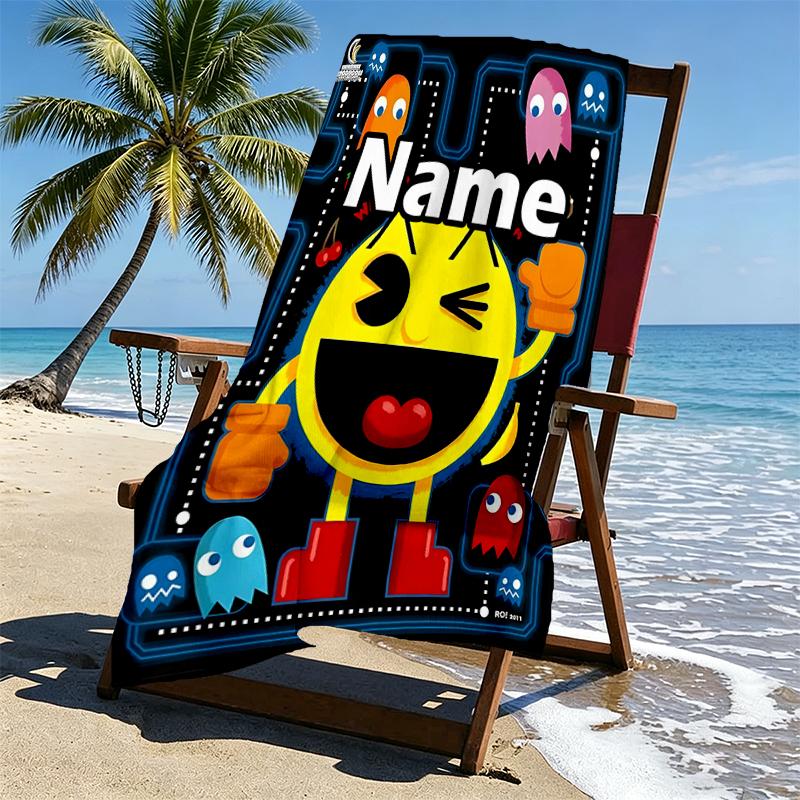 Custom Name Personalized PAC Print Beach Towel, for Trip Camping Beach Party Home Decor, Birthday Gift for Family & Friends