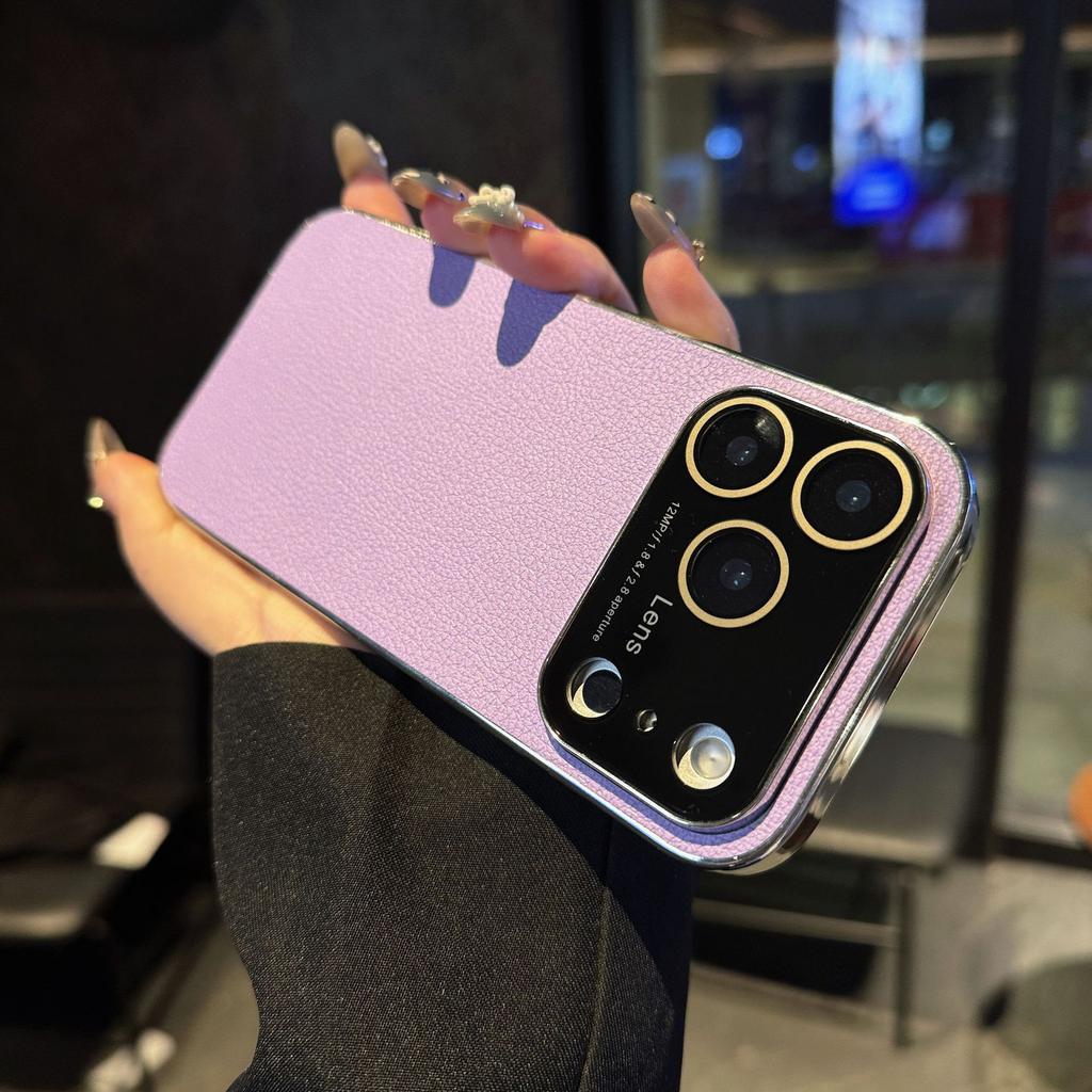 Чехол для мобильного телефона Apple 17pm с новым большим окном с узором личи, гальваническое покрытие для защитного чехла IPhone17air