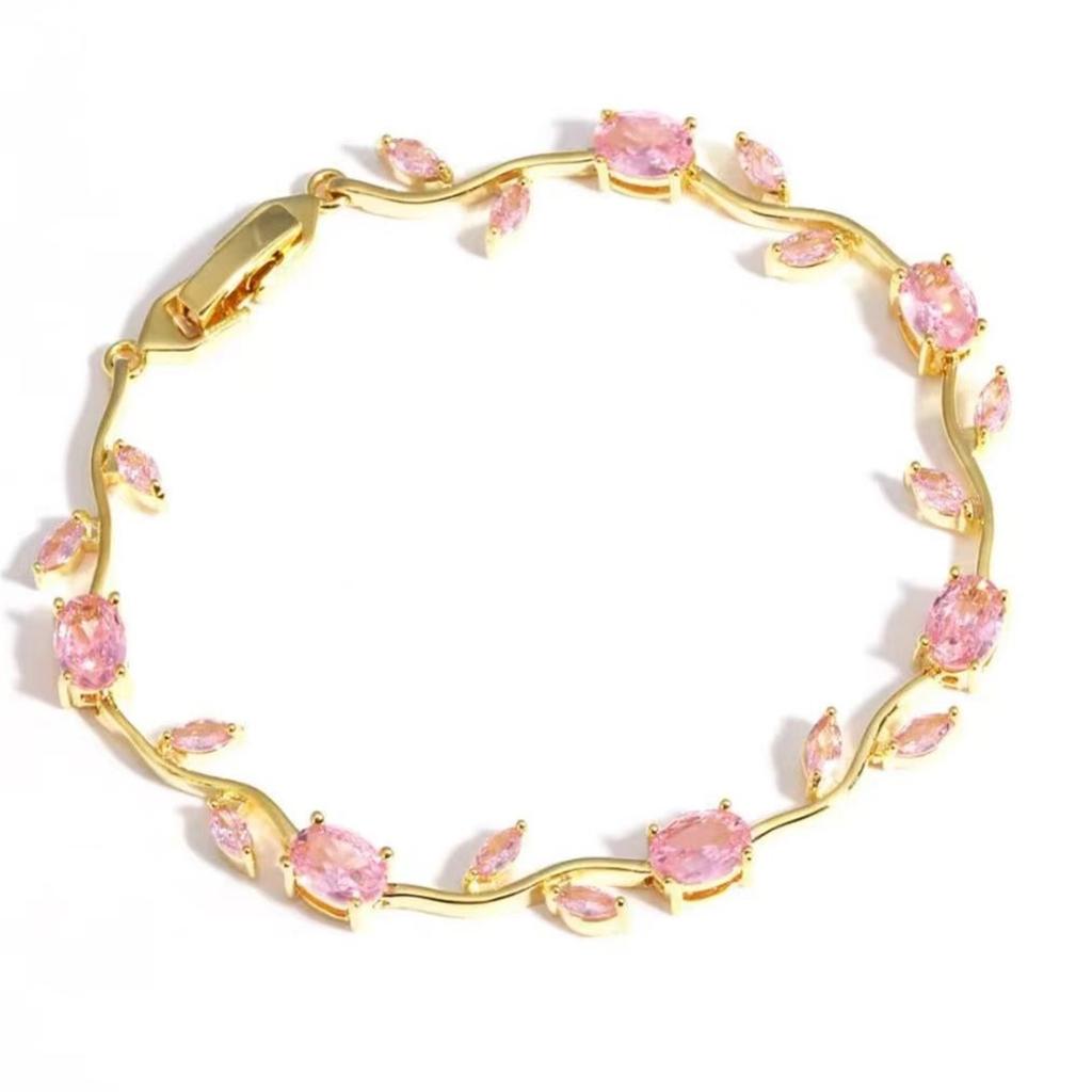 Милый и Цветочный Браслет из Меди с Цирконом в Виде Бабочки, Подарок на День Святого Валентина