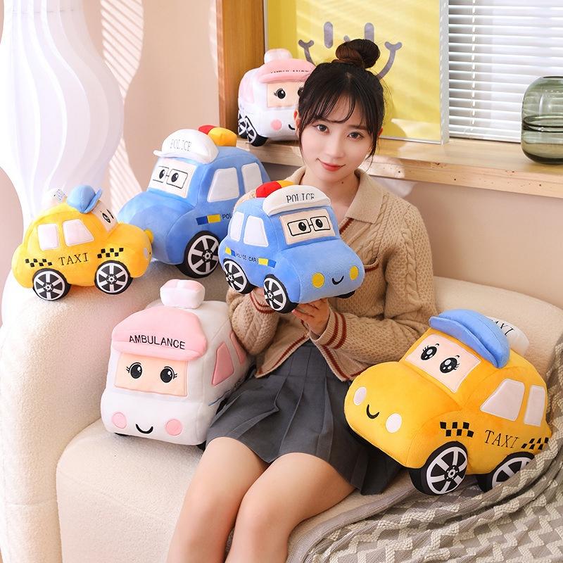 Ultra-plush Short Fur Cartoon Car Pillow- Available In 3 Vibrant Colors