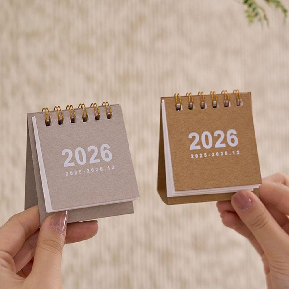 Month Date Display 2026 Mini Desk Calendar Coil Binding Monthly Planner  Daily Planning
