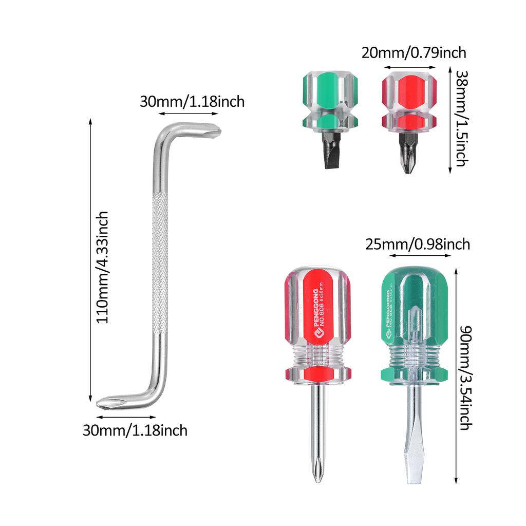 PENGGONG Double Head Offset Screwdriver Z Shaped Magnetic Mini Slotted Screwdriver Phillips