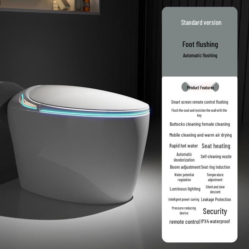 Egg-Shaped Smart Toilet with Sensor Flush, Heated Seat, Automatic Cover, and Aromatic Foam.